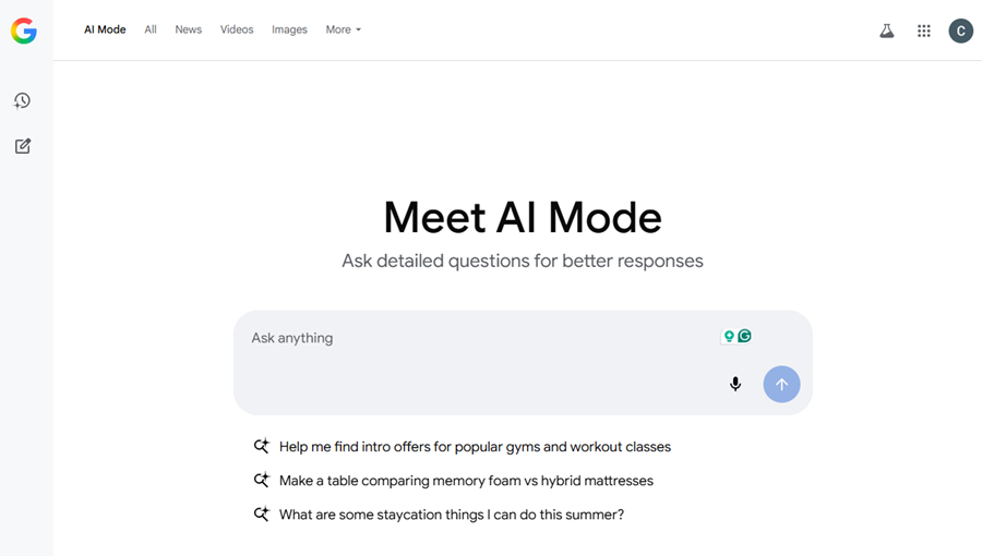 google ai mode首页